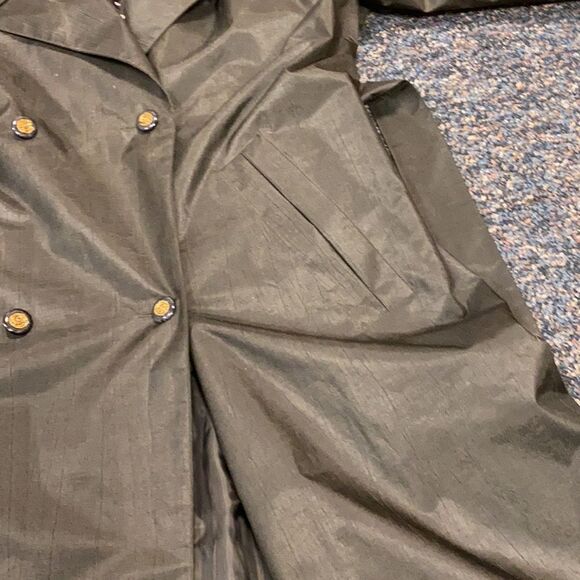 British Mist Black Polka Dotted Accented Trench 14 - Picture 3 of 6